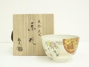 京焼　加藤松香造　色絵花丸茶碗（共箱）